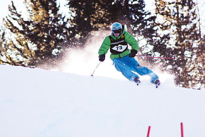 Jordan Messerli competes in a boys' ski race during the East Kootenay High School Ski and Snowboard Championships.