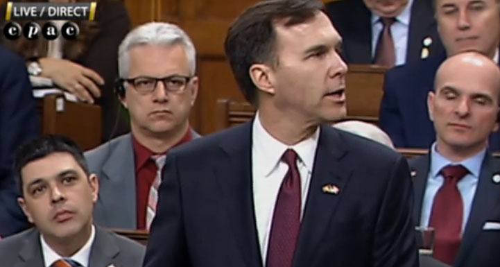 Finance Minister Bill Morneau delivers his first budget speech in the House of Commons March 22.