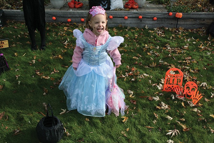 2008 — Two-year-old Kamryn Joubert shows off her Halloween moxy outside her home in Radium Hot Springs.