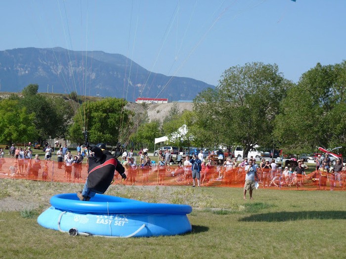 A participant in a previous Lakeside Event hits the land target next to Lakeside Pub in Invermere.