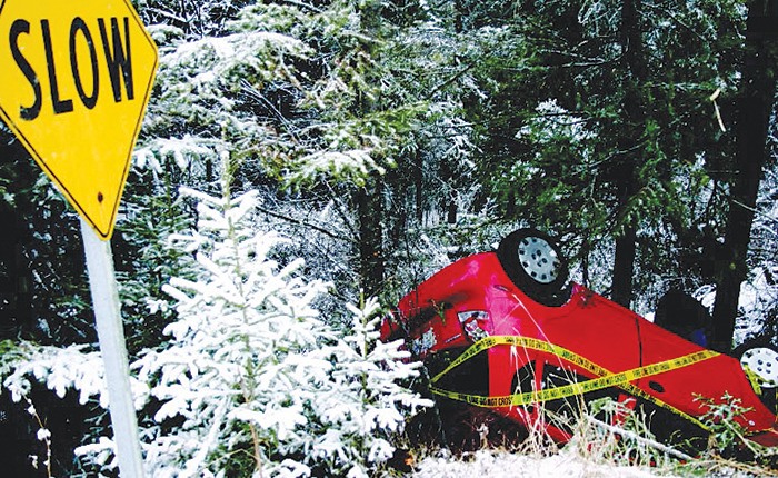 2008 — The brief start of snow on a Friday morning in the fall had motorists exercising more caution around winter driving conditions. Unfortunately for the driver of this hatchback