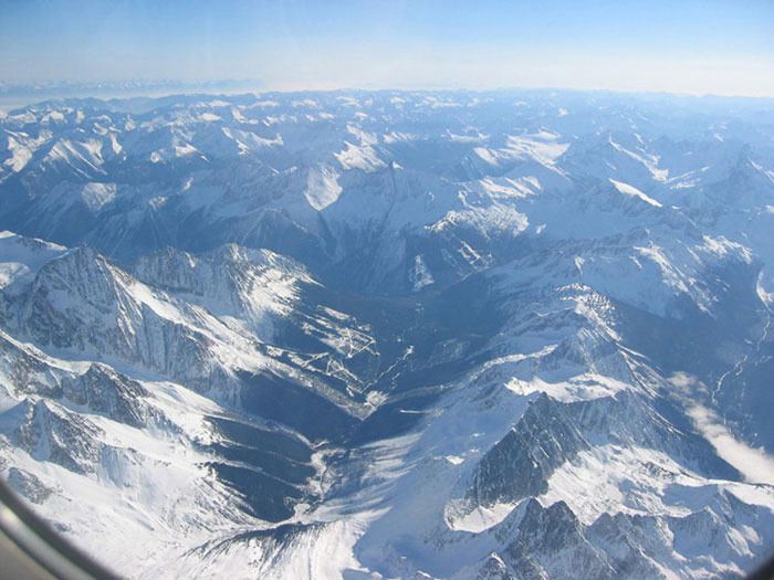 An aerial view of the Jumbo Glacier mountain resort municipality area.