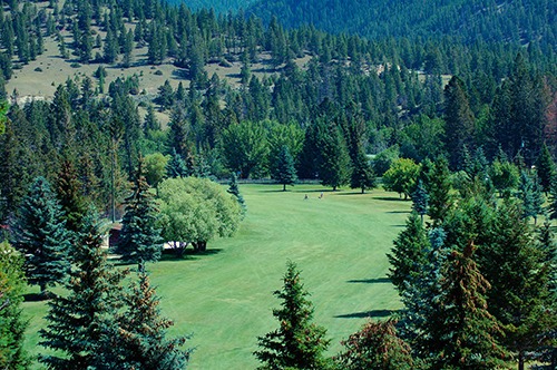 A view of the Windermere Valley Golf Course's signature fourth hole