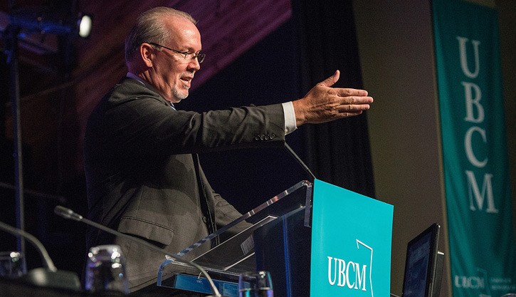 NDP leader John Horgan tells local government officials he would be a better partner for them than the B.C. Liberals.