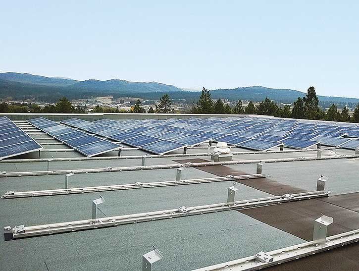 Solar photovoltaic panels installed on the roof of the Kootenay Centre building at COTR’s main campus in Cranbrook will allow the College to produce electricity year-round.