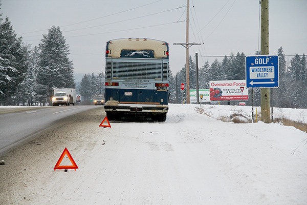 A greyhound coach was stuck on the side of Highway 93/95 for almost 48 hours earlier this week.