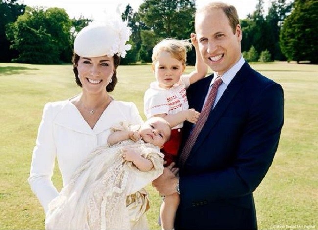 The Duke and Duchess of Cambridge with their children Prince George and Princess Charlotte at Sandringham