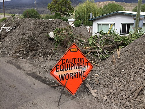 A neighbourhood in Cache Creek is shown on Monday following the flash flood that took place on Saturday.