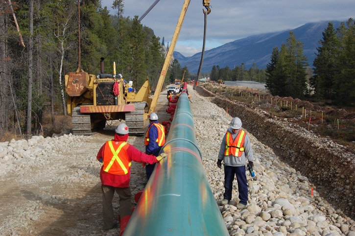 Trans Mountain pipeline expansion work near Jasper Alberta