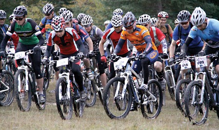 Racers preparing for the 50 km course at 2010's Kootenay Krusher event.