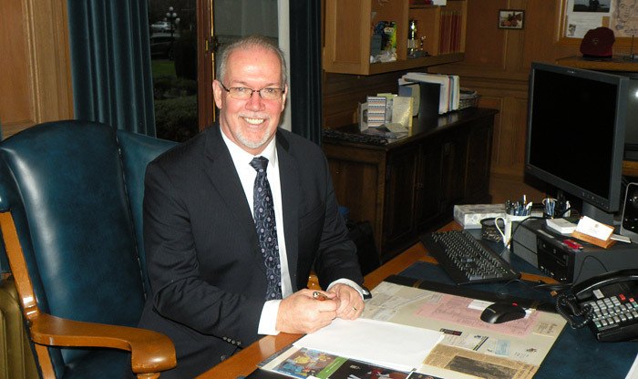 B.C. NDP leader John Horgan in his office at the B.C. legislature.