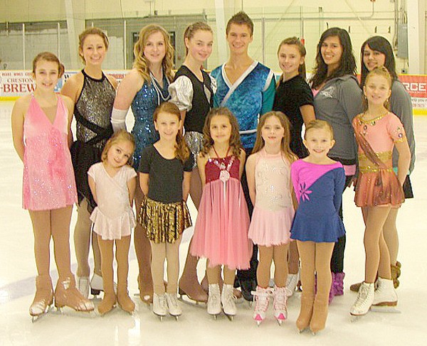 Twelve members of the the Creston Valley Figure Skating Club (pictured with their coaches) will take part in this weekend’s championships.