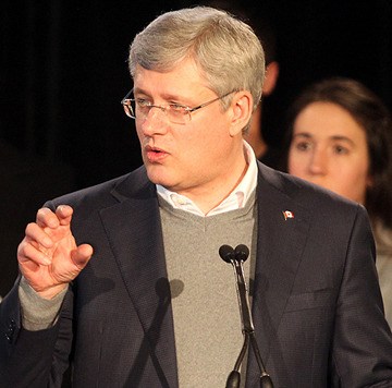 Prime Minister Stephen Harper speaks at Conservative party event in Mill Bay on Vancouver Island Jan. 7.