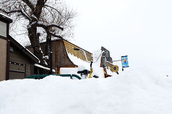 The Peppi's bike near Blue Dog on 7th Avenue is downtown Invermere was almost invisible after Sunday's snowstorm.