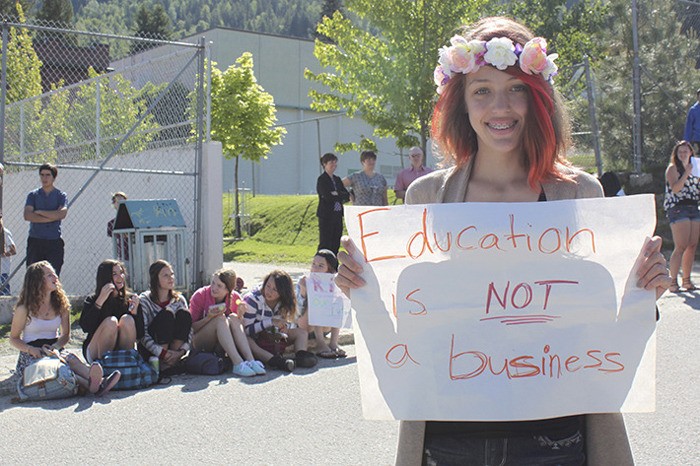 Students at Trafalgar Middle School in Nelson joined others around the province in a protest walkout Wednesday in response to the latest disruption of their education.