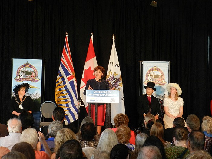 B.C. Premier Christy Clark was questioned by reporters Friday in Pitt Meadows