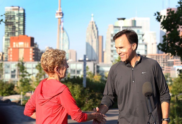 Ontario Premier Kathleen Wynne campaigns with soon-to-be federal finance minister Bill Morneau in Toronto last fall.