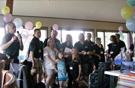 The Verge for Youth Golf Tournament volunteers and participants at the Copper Point clubhouse.