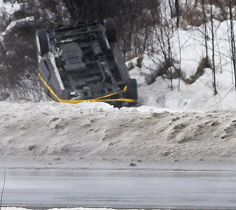 Most B.C. drivers don't expect to end up like the driver of this flipped vehicle last winter in Abbotsford.