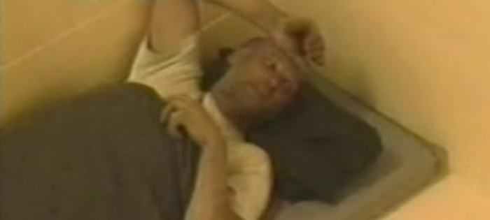 Jail cell surveillance video image of serial killer Robert Pickton