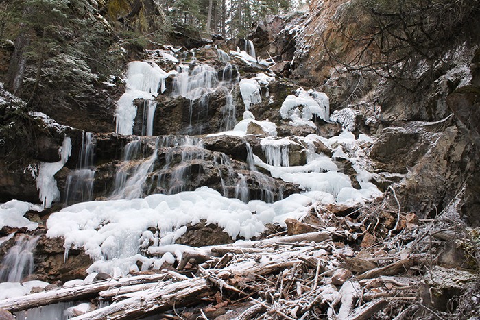 Some of the water froze while the rest cascaded down the falls near Grizzly Ridge