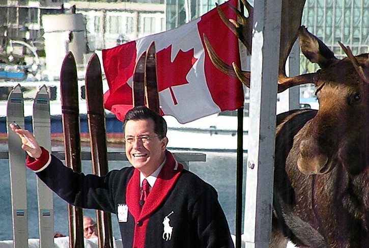 Stephen Colbert records an episode of his U.S. comedy show from Vancouver during the 2010 Olympics