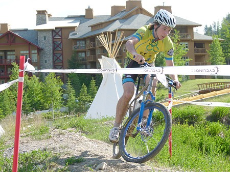 A determined biker gives it his all during the Gatorade BC Cup (Cross Country) hosted at Panorama Mountain Resort.