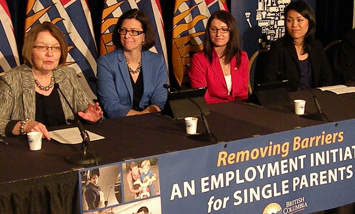 Jobs Minister Shirley Bond (left) announces new job training program with Children and Family Development Minister Stephanie Cadieux
