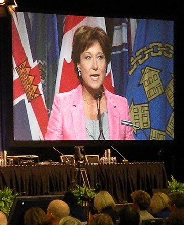 Premier Christy Clark speaks to delegates at Union of B.C. Municipalities convention in Vancouver Friday.