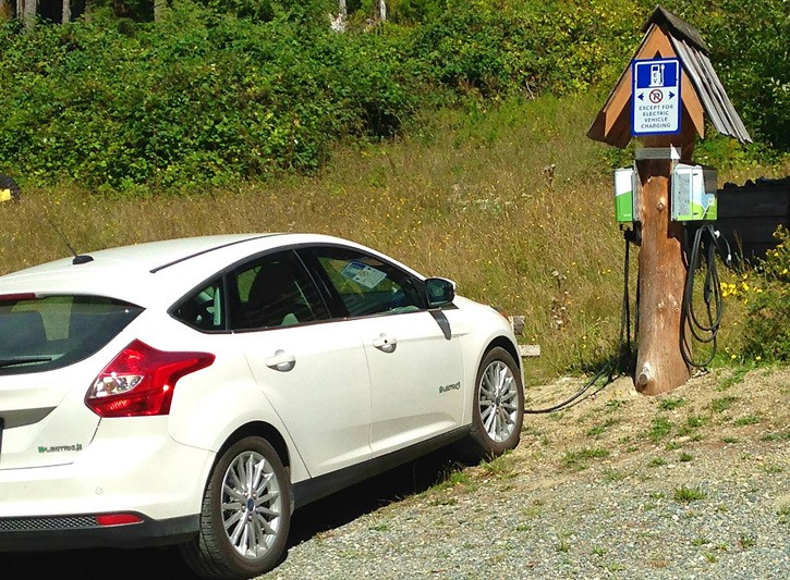 Electric vehicle charging station at Egmont on B.C.'s Sunshine Coast.