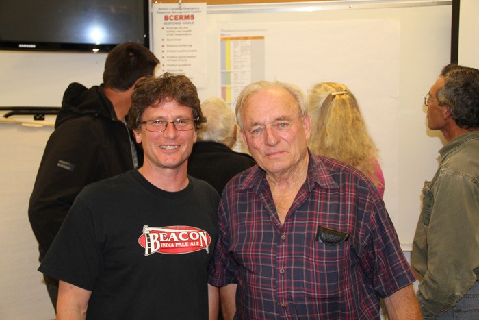 Tom Hoyne (left) from the Columbia Valley Cycling Association with Regional District of East Kootenay Electoral Area G Director Gerry Wilke (right) attended the Columbia Valley Recreation Advisory Council meeting on June 18 to discuss Crown land recreation management planning.