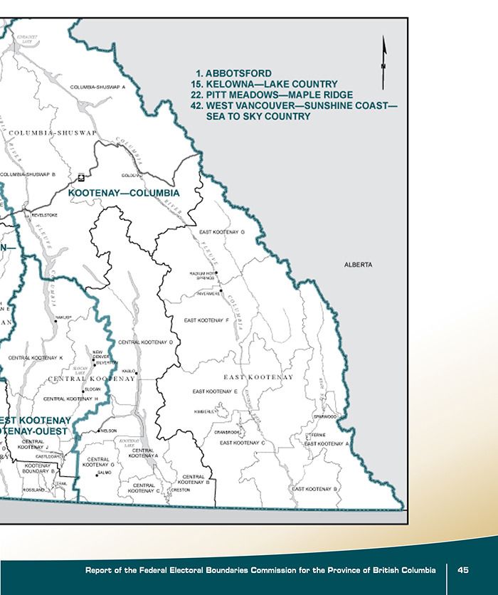 Proposed changes by the Federal Electoral Boundaries Commission for British Columbia would mean the new Kootenay-Columbia riding would have a population of 107