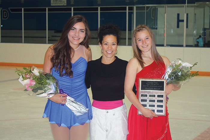 Leah Newman (left) and Montanna McIlwain (right) have reached their gold level skating skills status as recognized by Skate Canada. The two skaters are the only members of the Columbia Valley Figure Skating Club to have reached the gold level