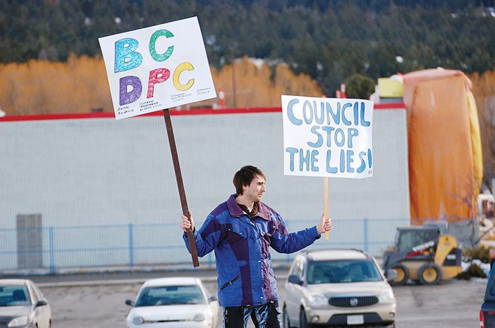 Mr. Kazakoff at a protest against the Cranbrook deer cull in February 2013.