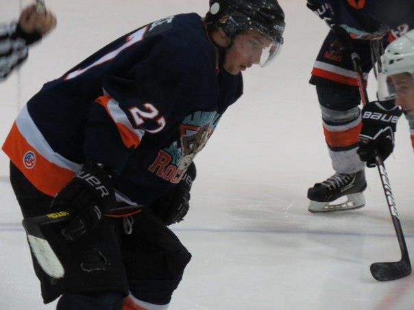 Brendan Burge prepares for a face off against the Kimberly Dynamiters on January 25