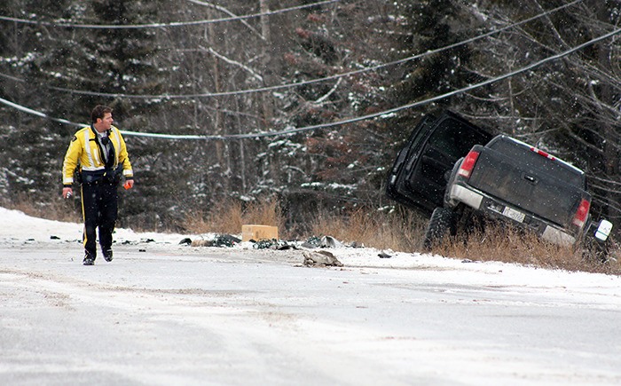 The driver of the Silverado and her three year-old son were taken to hospital with serious but non-life threatening injuries.