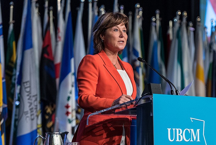 Premier Christy Clark speaks to local government representatives at their convention in Victoria Wednesday.