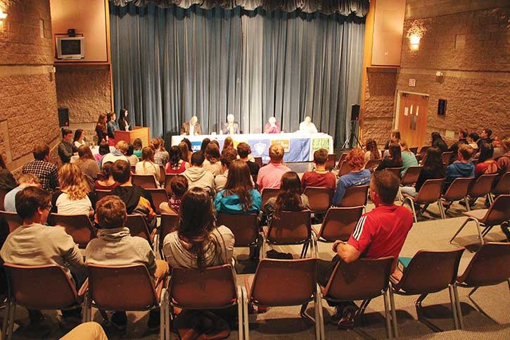 About 70 students attended the All-Candidates Forum held at David Thompson Secondary School (DTSS) on the afternoon of Monday