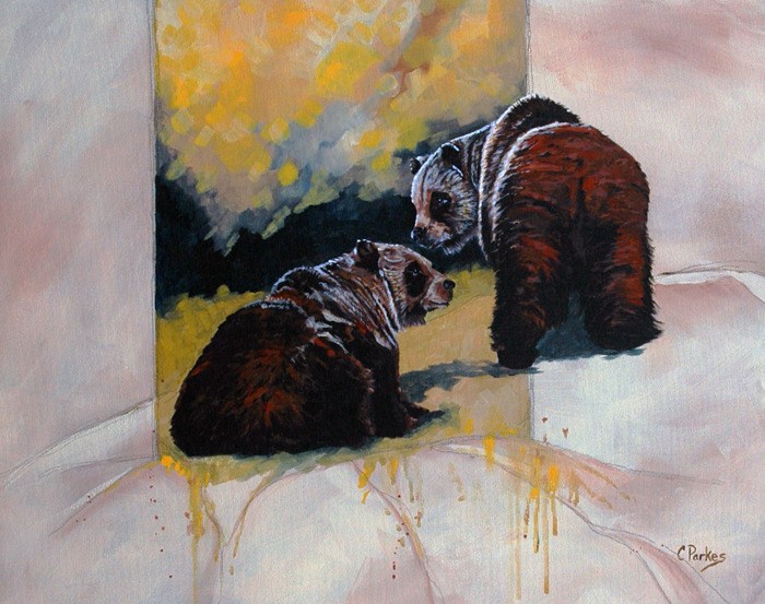 Grizzlies by painter Cathy Parkes