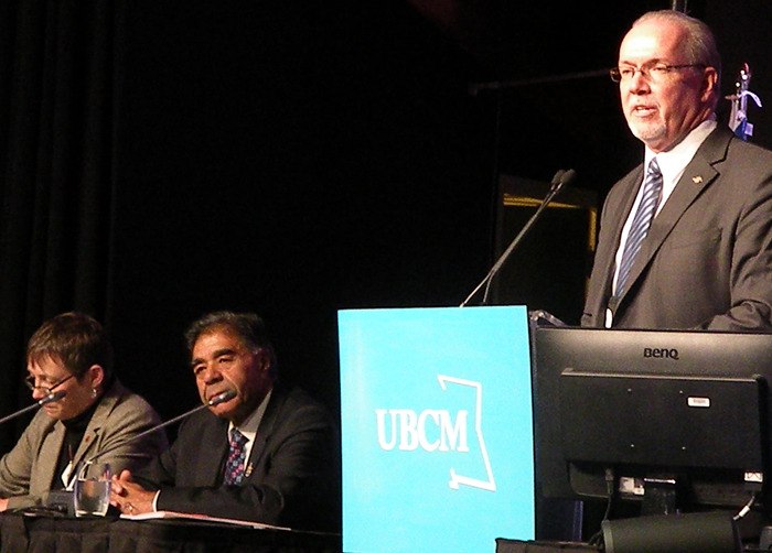 NDP leader John Horgan speaks to delegates at the Union of B.C. Municipalities Convention in Whistler Thursday