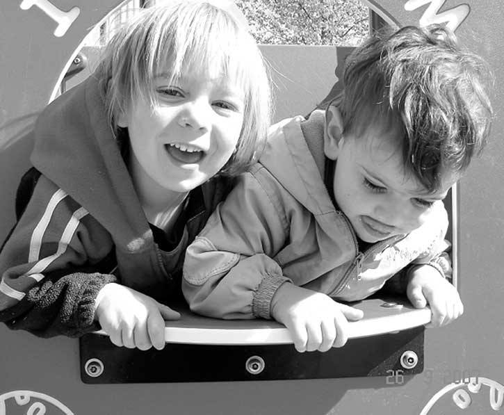 2007 — The new playground equipment at Canal Flats gave great satisfaction to village kids Yarrow Entner-Doyle and Joseph Boyle-Colangelo.