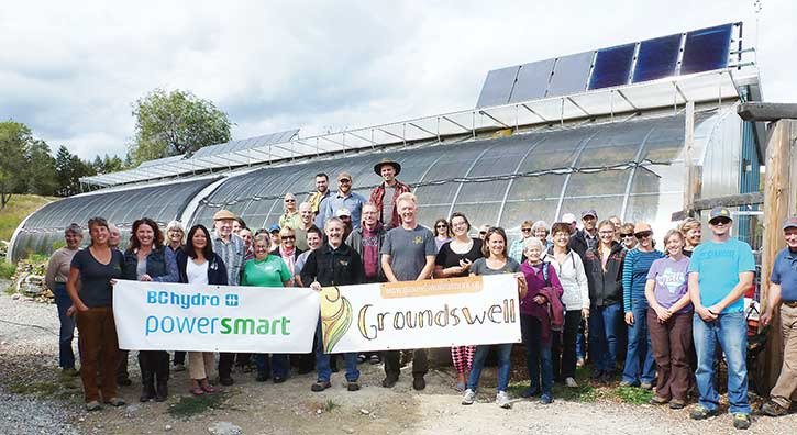 BC Hydro representatives join Groundswell staff and participants in the soils convention at the Community Greenhouse on Friday