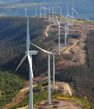 Wind farm development in northeastern B.C. Proponents of a new power line between Vancouver Island and Washington say it would make wind power a more stable source.