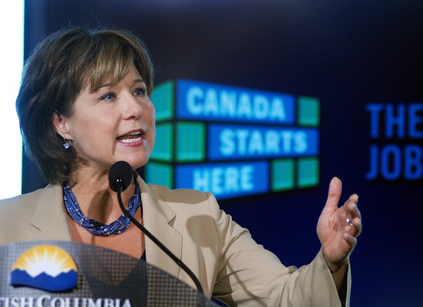 Premier Christy Clark speaks in Kamloops during her week-long tour to promote her government's jobs plan.