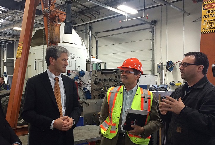 Advanced Education Minister Andrew Wilkinson tours trades training facilities at Okanagan College
