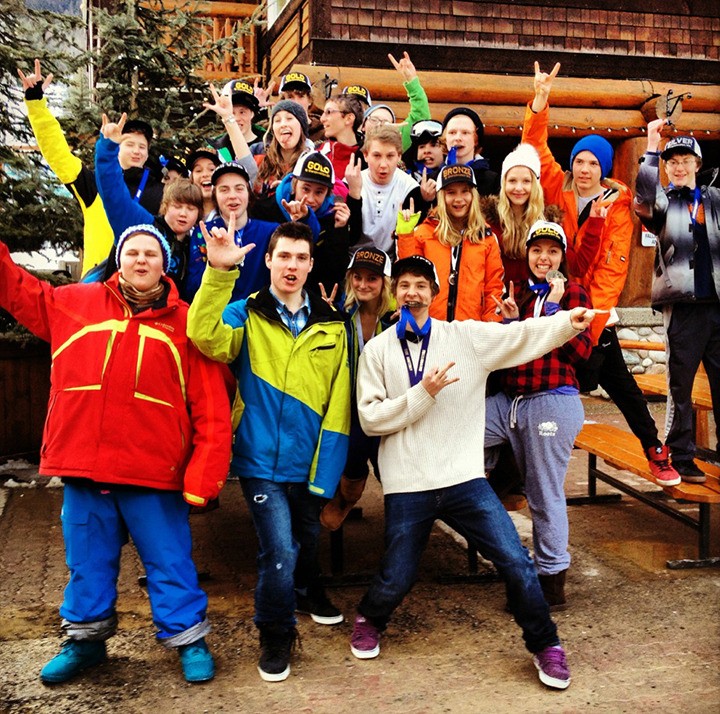 The David Thompson Secondary School Alpine Club is pictured here in Fernie at the East Kootenay Championships on February 13. Provincials will be held in Smithers from March 4 to 6 and the DTSS boys snowboard 'A' team