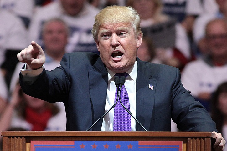 U.S president-elect Donald Trump speaks to a campaign rally in Las Vegas