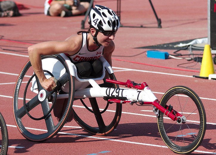 Parksville-Qualicum MLA Michelle Stilwell after winning the 100m gold medal at the Paralympic World Championships in Lyon