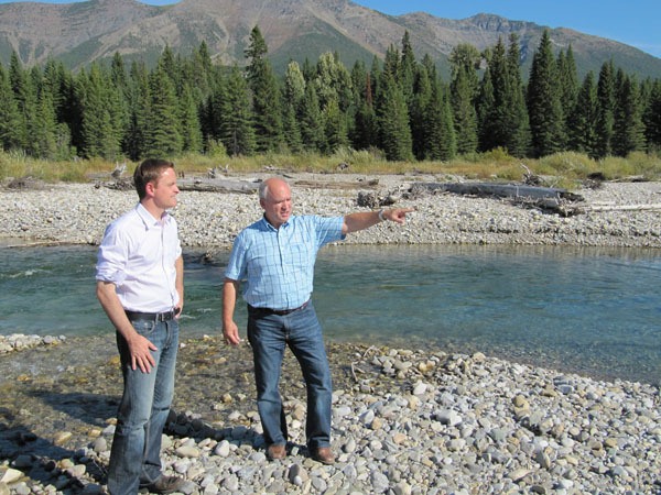 Kootenay East MLA Bill Bennett shows former environment minister Barry Penner around the Flathead watershed