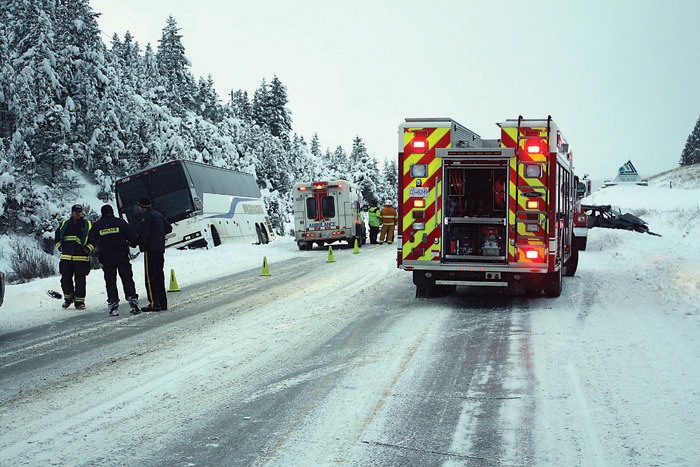 Icy road conditions on Highway 93/95 may have contributed to a two-vehicle crash that left one Calgary woman dead on Highway 93/95 near Radium Resort on Sunday